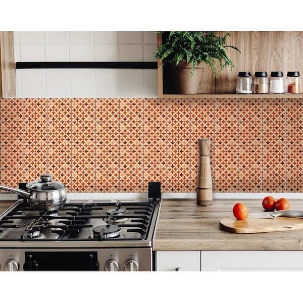 Homeroots 7 x 7 in. Terra Cotta Red Tango Peel & Stick Tiles 399998 - main